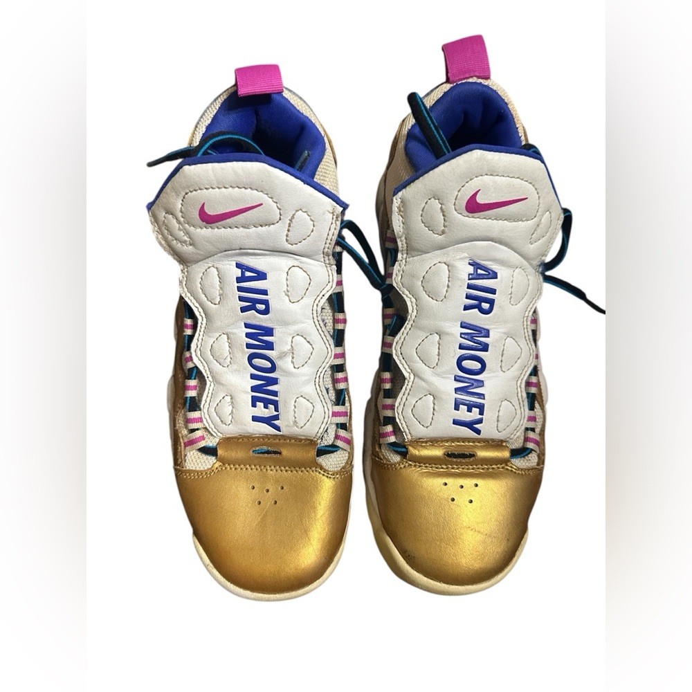 Nike Kids Air More Money GS White Gold and Pink Fuchsia‎ Racer AH5215-101 SZ 6Y